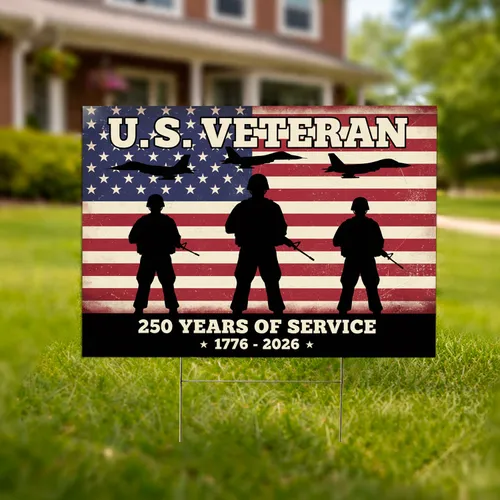 U.S. Veteran American Flag Fighter Jet Soldier - USA 250th Anniversary National 1776-2026 Yard Sign