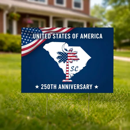 South Carolina Palmetto Flag 1776-2026 - USA 250th Anniversary Patriotic Heritage Yard Sign