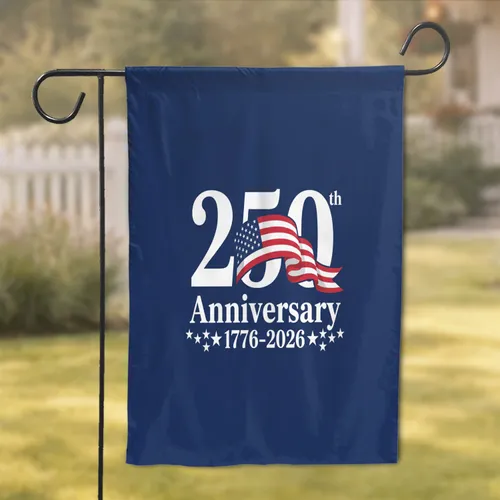 250th Anniversary Flag Ribbon 1776-2026 - USA Patriotic Heritage Celebration Gift Garden Flag
