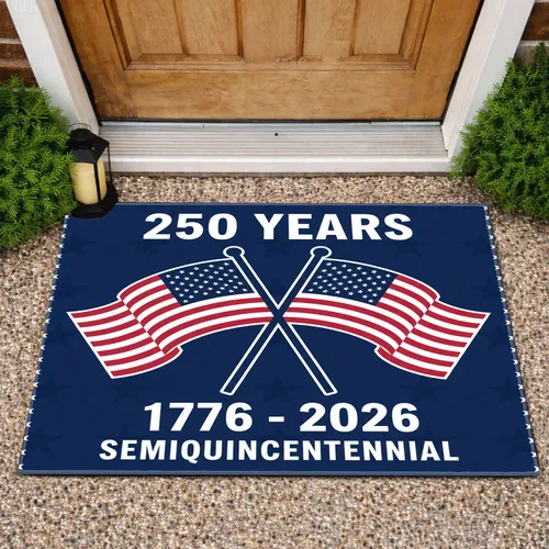 Betsy Ross & 50 Star Flags 1776-2026 - USA 250th Anniversary Commemorative Display Doormat
