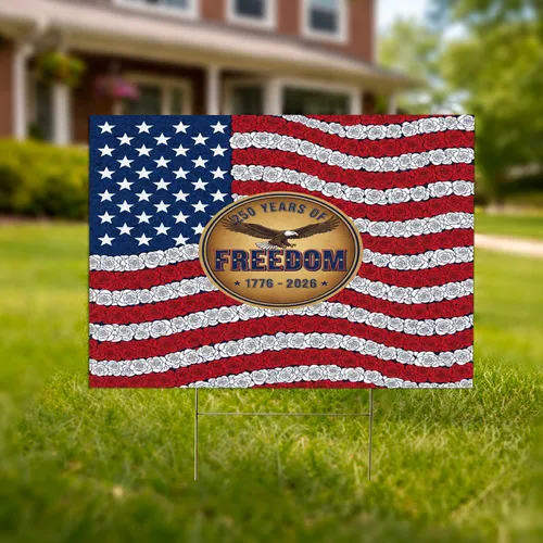 Bald Eagle American Flag 1776-2026 - USA 250th Anniversary Independence Day Gift for Veterans Yard Sign