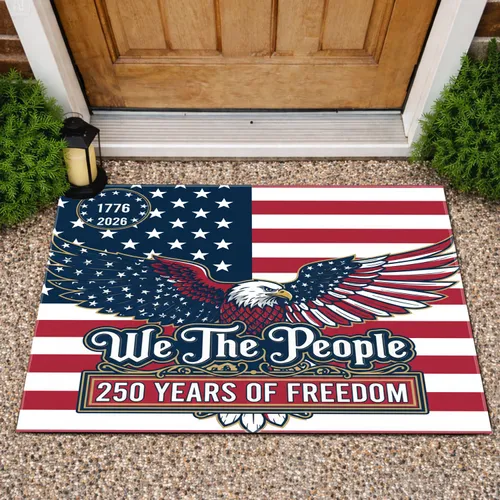 Bald Eagle American Flag 1776-2026 - USA 250th Anniversary Independence Celebration Doormat