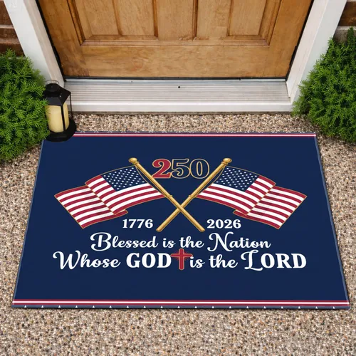Betsy Ross & 50-Star Flags 250th Anniversary 1776-2026 - Blessed Nation God Doormat