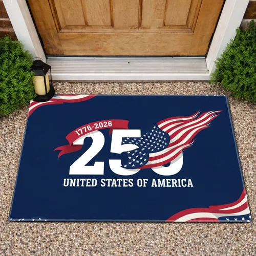 Bold 250th Anniversary American Flag 1776-2026 - USA Freedom Gift for Veterans Doormat