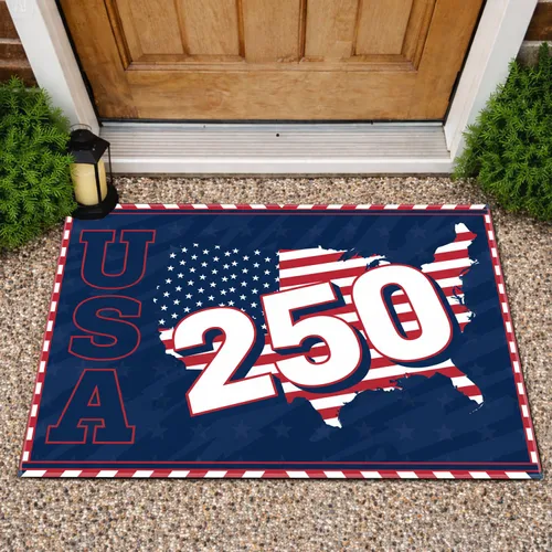 USA 250th Anniversary Map (1776-2026) - Patriotic Flag Art Independence Day Doormat