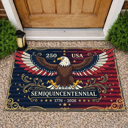 Bald Eagle American Flag 1776-2026 - USA 250th Anniversary Independence Day Doormat