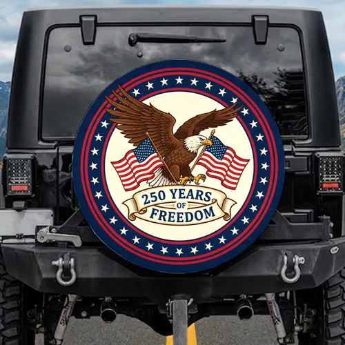 Bald Eagle American Flag 250 Years Freedom - USA 250th Anniversary Gift for Veterans Spare Tire Cover