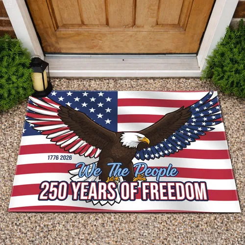 Bald Eagle American Flag 1776-2026 - We The People 250 Years of Freedom Celebration Doormat