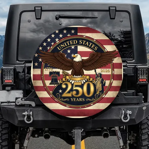 Bald Eagle American Flag 1776-2026 - USA 250th Anniversary Gift for Veterans Spare Tire Cover