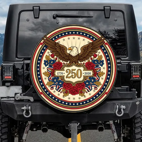 Bald Eagle American Flag 1776-2026 - USA 250th Anniversary Patriotic Gift for Veterans Spare Tire Cover