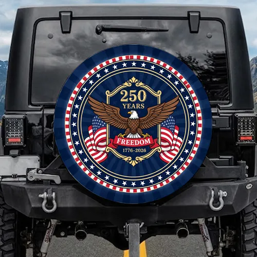 Bald Eagle Freedom Flag 250 Years - USA 1776-2026 Anniversary Independence Day Spare Tire Cover