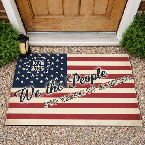 We The People Distressed Flag 1776-2026 - USA 250th Anniversary Gift for Veterans Doormat