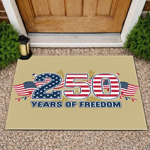 250 Years of Freedom Flag Art - USA 250th Anniversary 1776-2026 Patriotic Design Doormat