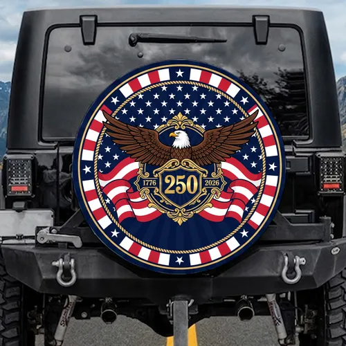 Bald Eagle American Flag 1776-2026 - USA 250th Anniversary Patriotic Gift for Dad Spare Tire Cover