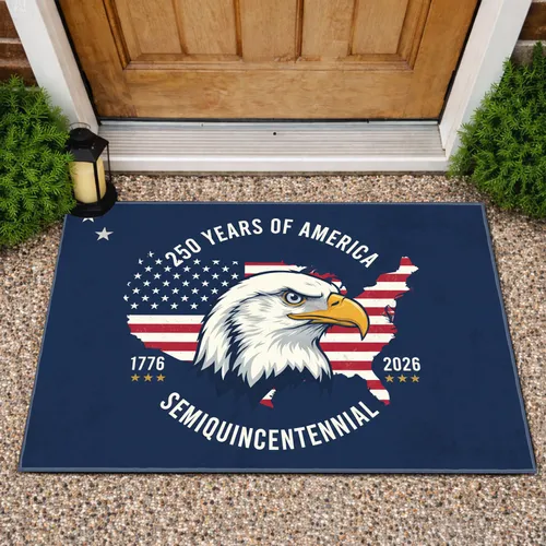 Bald Eagle American Flag 1776-2026 USA Map - 250th Anniversary Semiquincentennial Doormat