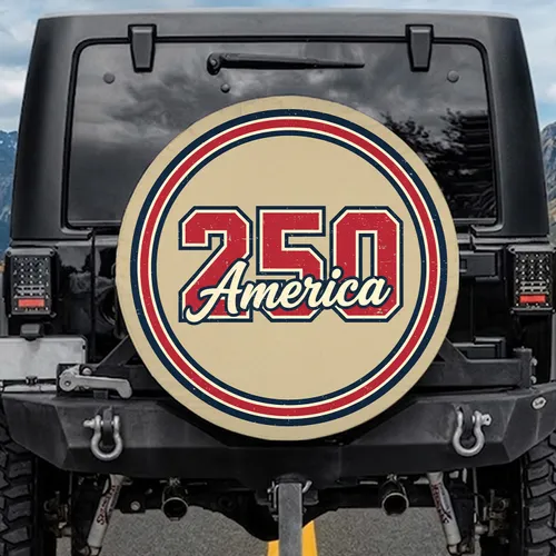 250 America Distressed Patriotic - USA 250th Anniversary 1776-2026 National Heritage Spare Tire Cover