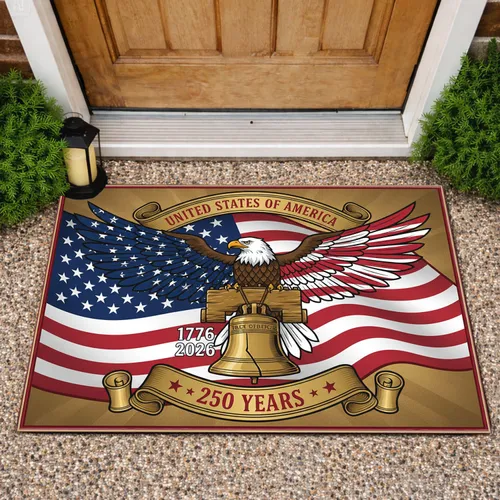 Bald Eagle American Flag 1776-2026 - USA 250th Anniversary Liberty Bell Patriotic Doormat