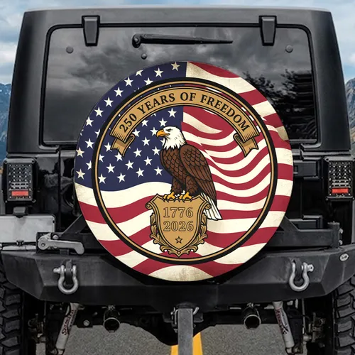 Bald Eagle American Flag 1776-2026 - USA 250 Years of Freedom Gift for Dad Spare Tire Cover