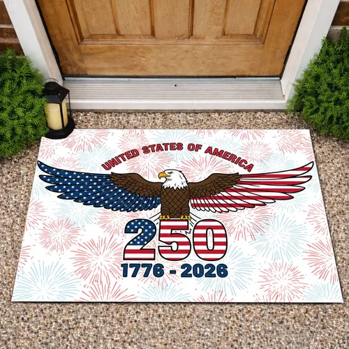 Bald Eagle American Flag 250th Anniversary - USA 1776-2026 Independence Day Gift Doormat
