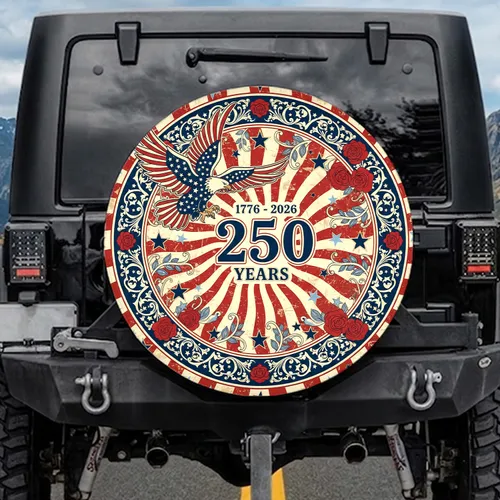 Bald Eagle American Flag 1776-2026 - USA 250th Anniversary Independence Day For Veterans Spare Tire Cover
