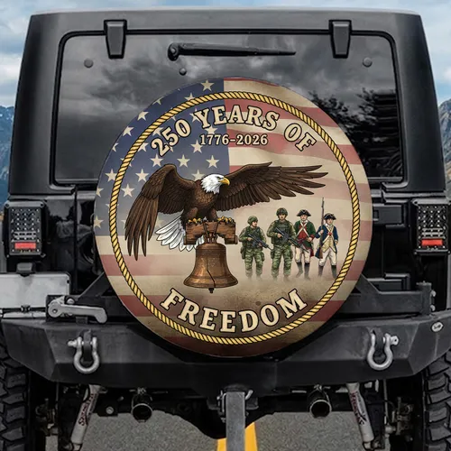 Bald Eagle Liberty Bell American Flag Minutemen 1776-2026 - USA 250th Anniversary Freedom Spare Tire Cover