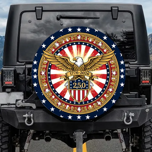 Bald Eagle American Flag 1776-2026 - USA 250th Anniversary Independence Day Gift Spare Tire Cover