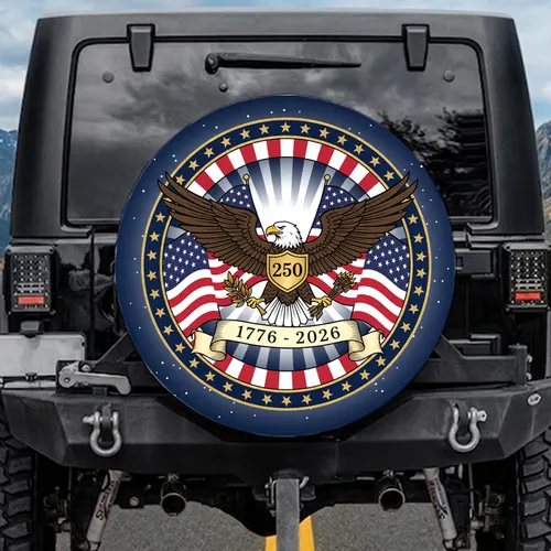 Bald Eagle American Flag 1776-2026 - USA 250th Anniversary Independence Day Gift for Dad Spare Tire Cover