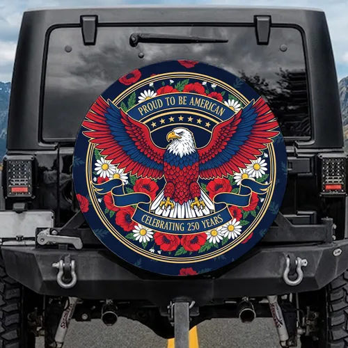 Bald Eagle American Flag 1776-2026 - USA 250th Anniversary Patriotic Gift for Dad Spare Tire Cover