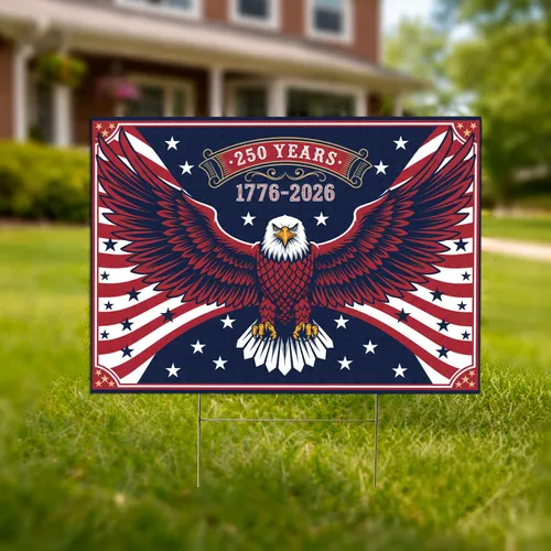 Bald Eagle American Flag 1776-2026 - USA 250th Anniversary Patriotic Gift for Veterans Yard Sign