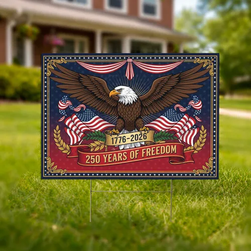 Bald Eagle American Flag 1776-2026 - USA 250th Anniversary Patriotic Gift for Veterans Yard Sign