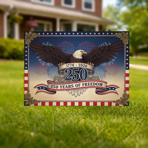 Bald Eagle American Flag 1776-2026 - USA 250th Anniversary Commemoration Yard Sign