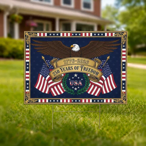 Bald Eagle American Flag 1776-2026 - USA 250th Anniversary Independence Day Gift for Dad Yard Sign
