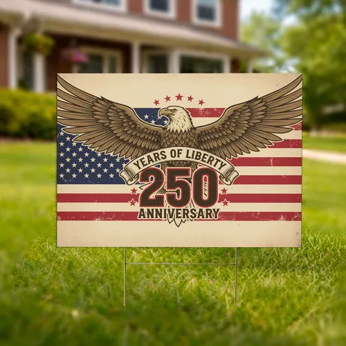 Bald Eagle American Flag 1776-2026 - USA 250th Anniversary Liberty Celebration Yard Sign