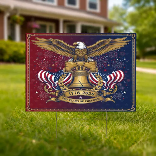 Bald Eagle Liberty Bell American Flag 1776-2026 - USA 250th Anniversary Celebration Yard Sign