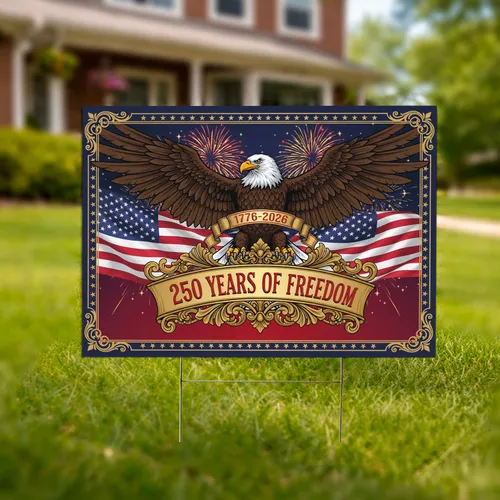 Bald Eagle American Flag 1776-2026 - USA 250th Anniversary Independence Day Gift for Dad Yard Sign