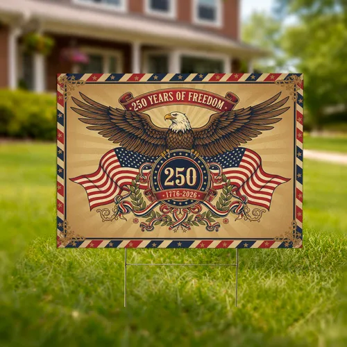Bald Eagle American Flag 1776-2026 - USA 250 Years of Freedom Gift for Veterans Yard Sign