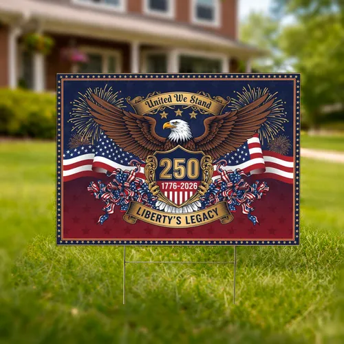 Bald Eagle American Flag 1776-2026 - USA 250th Anniversary Independence Day Gift Yard Sign