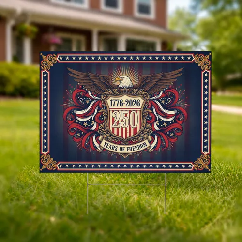 Bald Eagle American Flag 1776-2026 USA 250th Anniversary Independence Day Gift Yard Sign