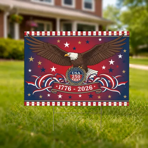Bald Eagle American Flag 1776-2026 - USA 250th Anniversary Patriotic Gift for Veterans Yard Sign