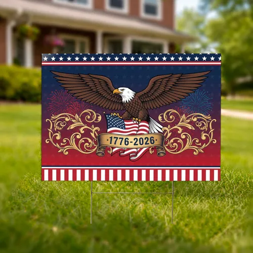 Bald Eagle American Flag 1776-2026 - USA 250th Anniversary Patriotic Gift for Veterans Yard Sign
