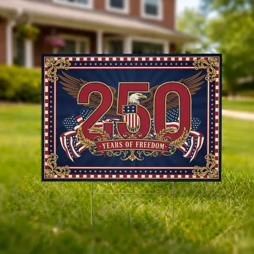 Bald Eagle American Flag 1776-2026 - USA 250th Anniversary Independence Day Yard Sign