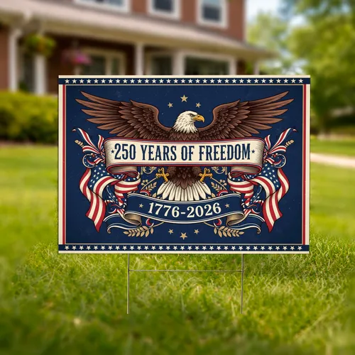 Bald Eagle American Flag 1776-2026 - USA 250th Anniversary Independence Day Gift Yard Sign