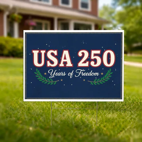 USA 250 Years of Freedom Laurel Wreaths - America 250th Anniversary Gift for Veterans Yard Sign
