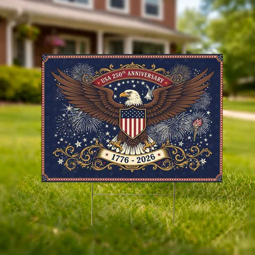 Bald Eagle American Flag 1776-2026 - USA 250th Anniversary Independence Day Gift for Dad Yard Sign