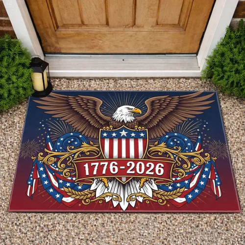 Bald Eagle Patriotic Shield 1776-2026 - USA 250th Anniversary Gift for Dad Doormat