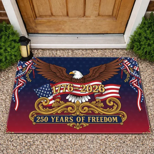 Bald Eagle American Flag 1776-2026 - USA 250th Anniversary Vintage Americana Doormat