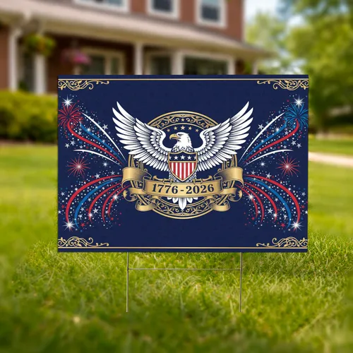 Bald Eagle American Flag 1776-2026 - USA 250th Anniversary Independence Day Gift for Veterans Yard Sign