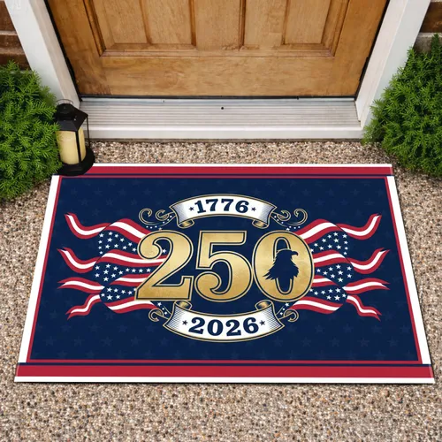 Bald Eagle 250 Emblem 1776-2026 - USA 250th Anniversary Independence Day Flag Art Doormat