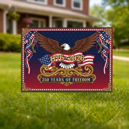 Bald Eagle American Flag 1776-2026 - USA 250th Anniversary Vintage Americana Yard Sign