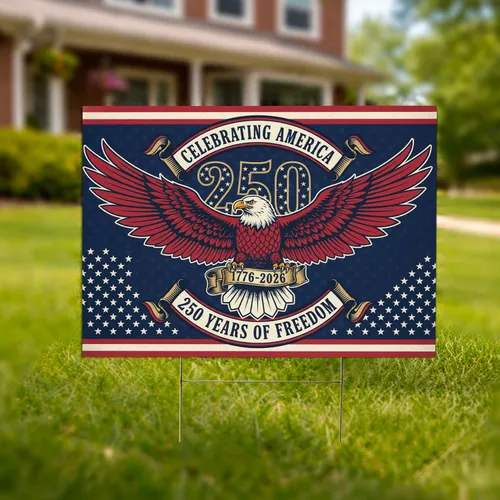 Bald Eagle American Flag 1776-2026 - USA 250th Anniversary Independence Day for Veterans Yard Sign